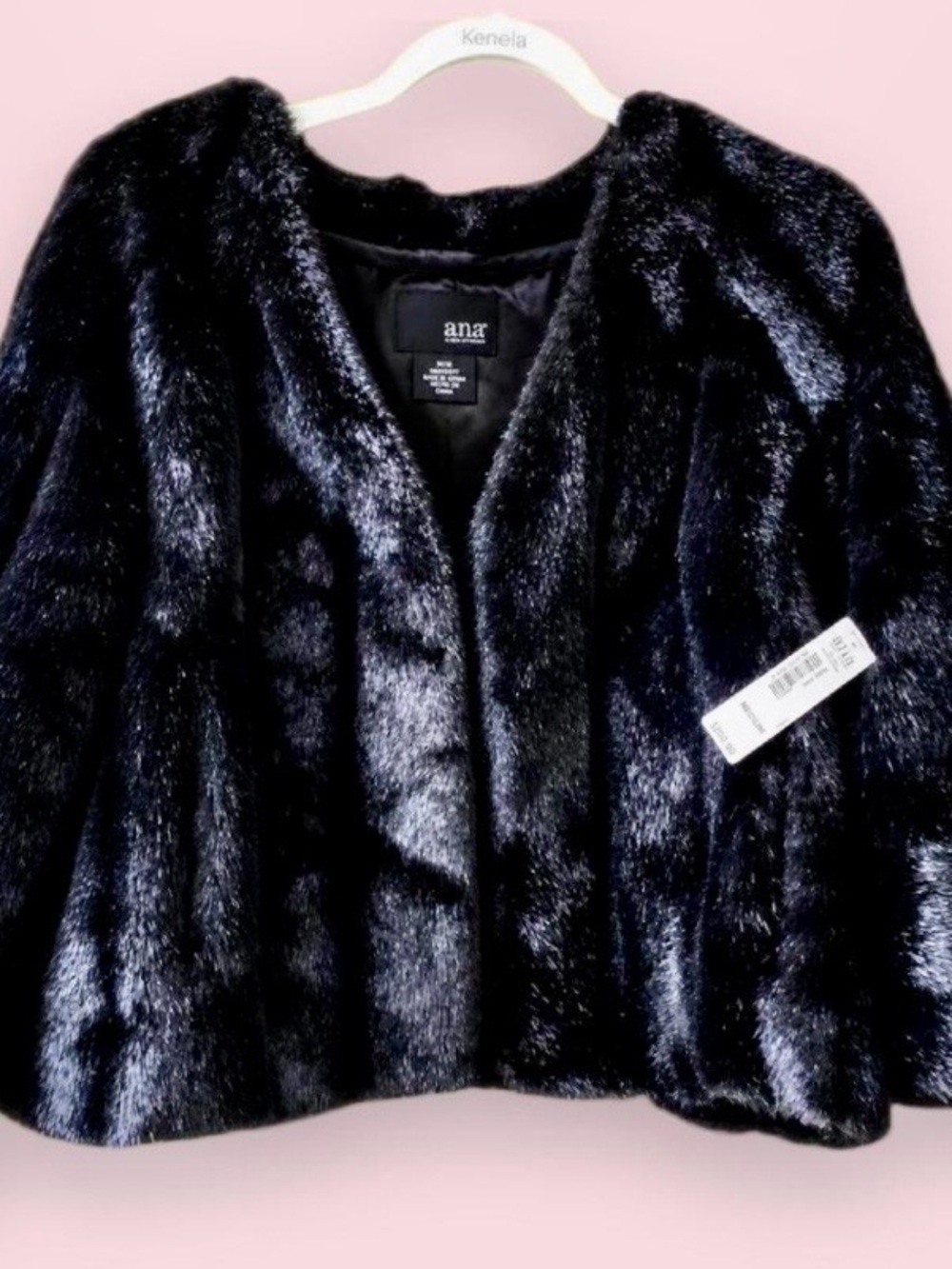 a.n.a Black Faux Fur Short Coat Faux Mink Cropped 🖤$200
